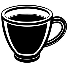black cup of coffee, black cup of coffee silhouette vector illustration,icon,svg,cup characters,Holiday t shirt,Hand drawn trendy Vector illustration,tea on black background