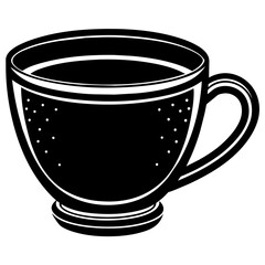 black cup of coffee, black cup of coffee silhouette vector illustration,icon,svg,cup characters,Holiday t shirt,Hand drawn trendy Vector illustration,tea on black background