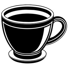 black cup of coffee, black cup of coffee silhouette vector illustration,icon,svg,cup characters,Holiday t shirt,Hand drawn trendy Vector illustration,tea on black background