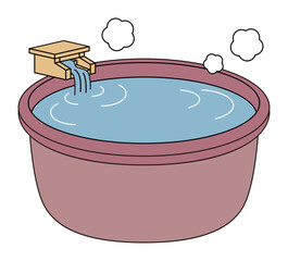 日本の源泉掛け流し温泉の露天風呂 シンプル イラスト ベクター
Japanese open-air hot spring bath. Simple Illustration Vector