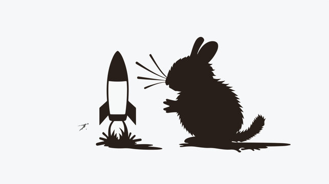 Silhouette of a funny little critter with a rocket tha