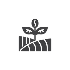 Coffee plant field vector icon