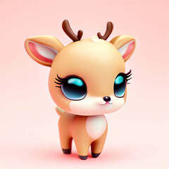 3D forest animal with beautiful colors and white background. with Generative AI technology	