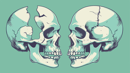 Sliced skull vector concept. Human skull getting slice