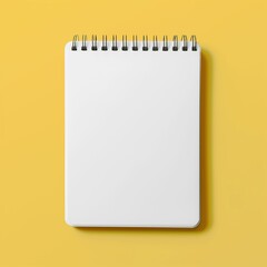 Empty Spiral Notebook on Bright Yellow Background, Top View with Copy Space