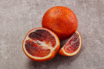 Red Sicilian orange ripe and juicy