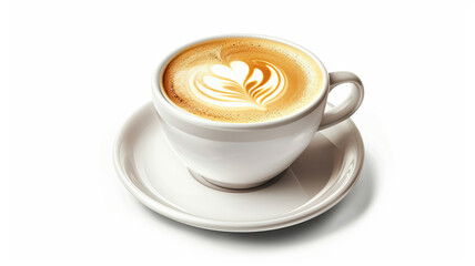 Heart-shaped foam on a cappuccino cup, capturing a moment of coffee art perfection. AI Generative