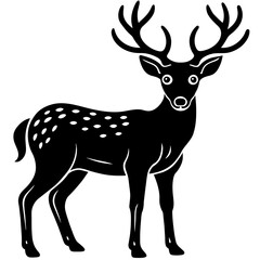 deer silhouette vector, black deer  silhouette vector illustration,icon,svg,deer  characters,Holiday t shirt,Hand drawn trendy Vector illustration,deer  on black background