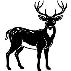 Naklejka na ściany i meble deer silhouette vector, black deer silhouette vector illustration,icon,svg,deer characters,Holiday t shirt,Hand drawn trendy Vector illustration,deer on black background