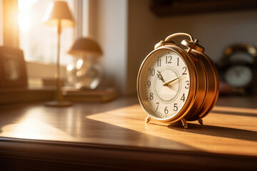 Old desktop clock highlighting the passage of time. AI Generative - obrazy, fototapety, plakaty