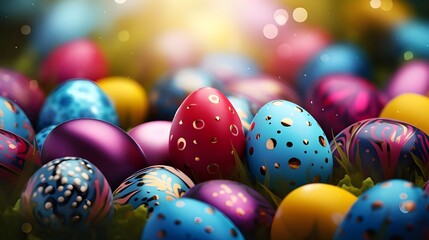 Fototapeta na wymiar Sweet colorful easter eggs background national holiday celebration concepts 