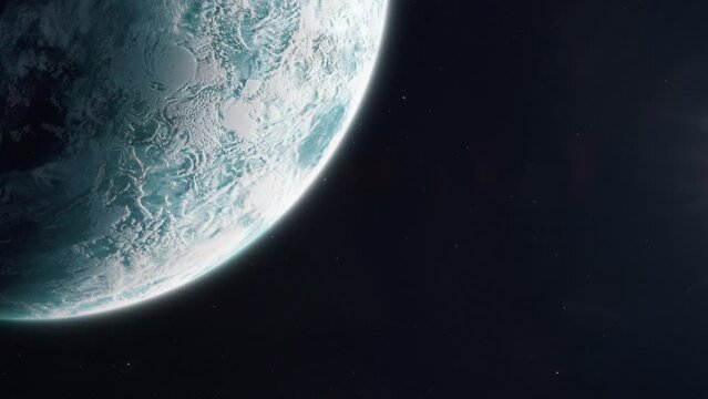 Hycean Ice Planet Establishing Shot Close