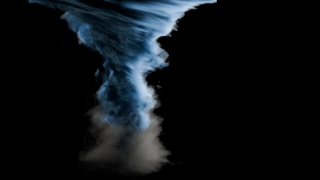 Wirujące tornado z błyskawicami. Efekty specjalne vfx. Burzowe chmury. Niszczycielska siła przyrody