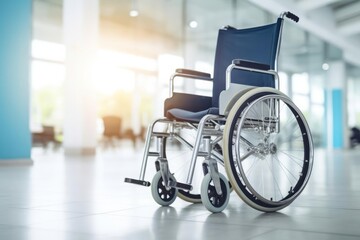 Wheelchair, man sitting in wheelchair in hospital, healthcare - obrazy, fototapety, plakaty