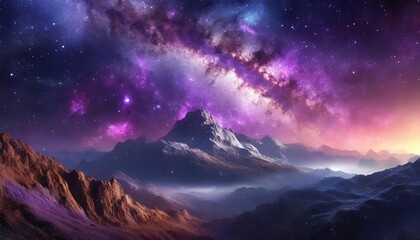 galaxy milky way with purple nebula - obrazy, fototapety, plakaty