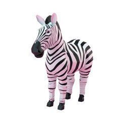 Fototapeta na wymiar Zebra in front of transparent Background with pink stripe
