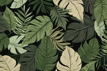 Leaves in green shades print. Fashionable template for design.