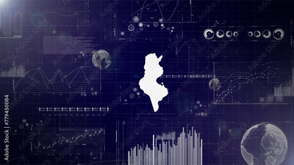 Poster tunisia country corporate background with abstract elements of data analysis charts i showcasing dat