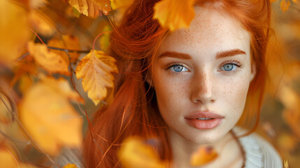 picture of an attractive redhead woman model, generative Ai