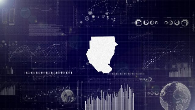 Sudan Country Corporate Background With Abstract Elements Of Data analysis charts I Showcasing Data analysis technological Video with globe,Growth,Graphs,Statistic Data of Sudan Country