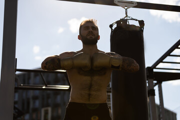 A fighter in the boxing gloves concept portrait - 779450281