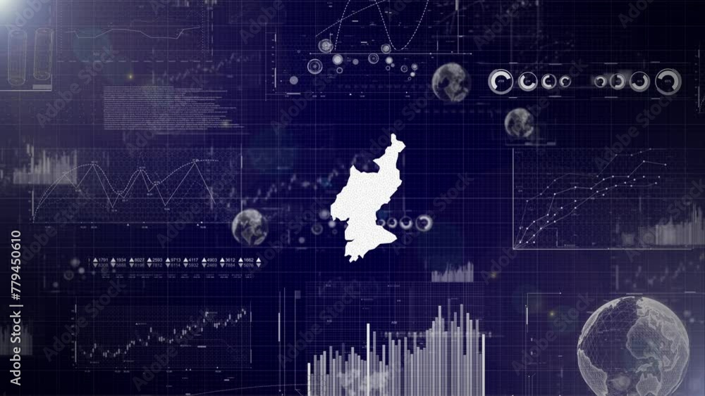Poster north korea country corporate background with abstract elements of data analysis charts i showcasing
