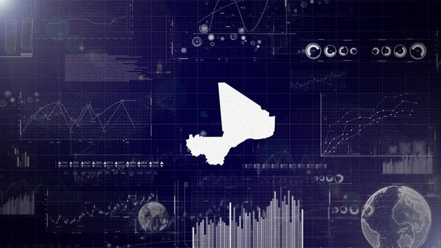 Mali Country Corporate Background With Abstract Elements Of Data analysis charts I Showcasing Data analysis technological Video with globe,Growth,Graphs,Statistic Data of Mali Country