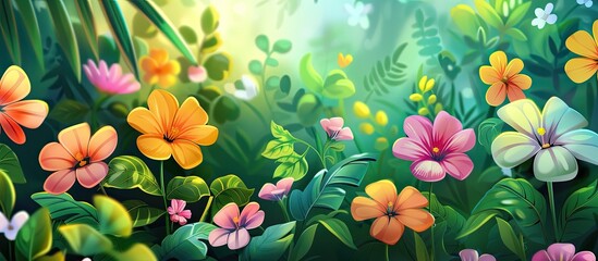 A variety of colorful flowers, including flowering plants, shrubs, and annual plants, are flourishing in the garden, creating a beautiful display of natures art - obrazy, fototapety, plakaty
