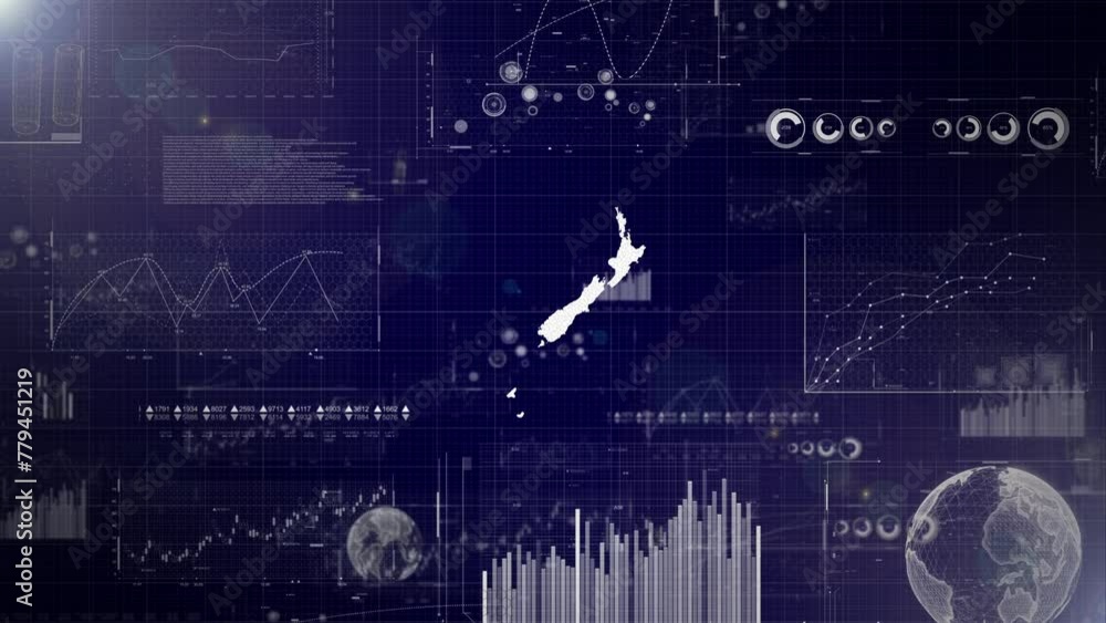 Poster new zealand country corporate background with abstract elements of data analysis charts i showcasing