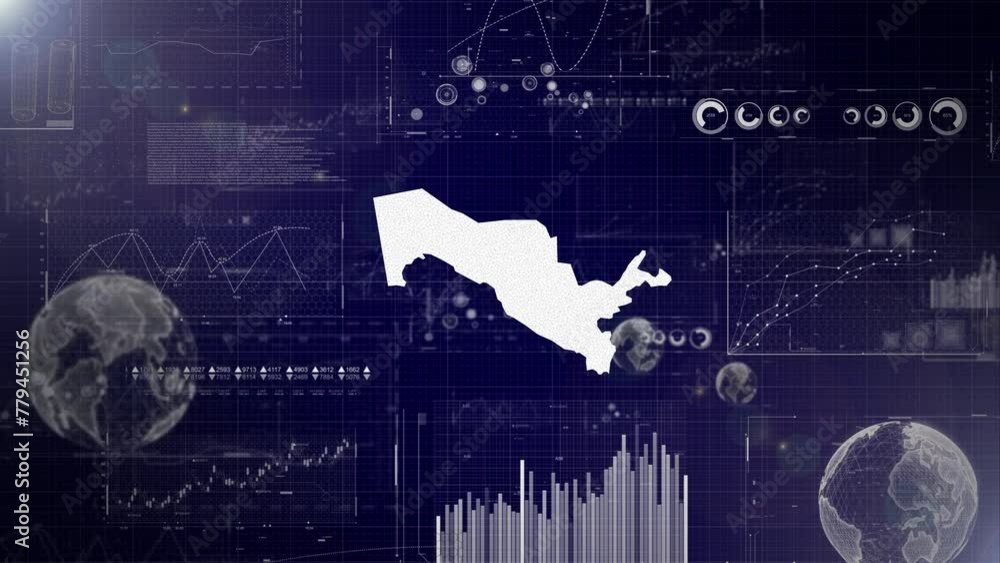 Poster uzbekistan country corporate background with abstract elements of data analysis charts i showcasing 