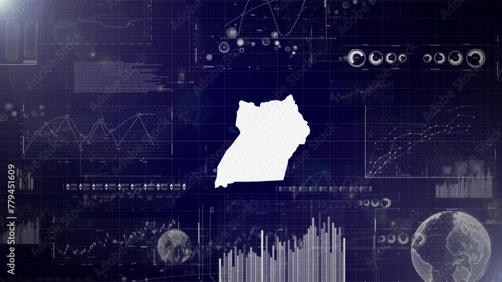 Poster uganda country corporate background with abstract elements of data analysis charts i showcasing data