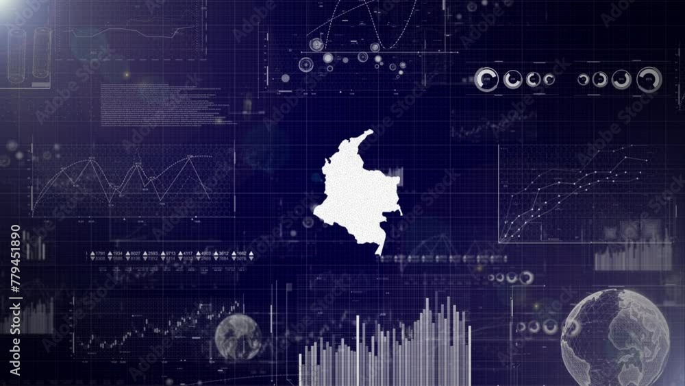 Aufkleber colombia country corporate background with abstract elements of data analysis charts i showcasing da