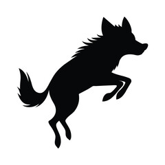 silhouette of a hyena on white