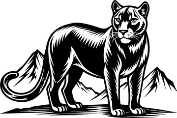 mountain lion silhouette vector illustration
