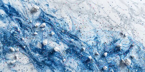 Light Blue watercolor mural, delicately adorned with tiny colorful glitter on a white background.
