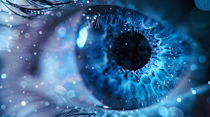 Mesmerizing Gaze: Close-Up of Human Blue Eye, Abstract Background
