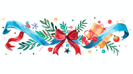 Holiday Decoration Ribbon Background Hand Drawn Illustration