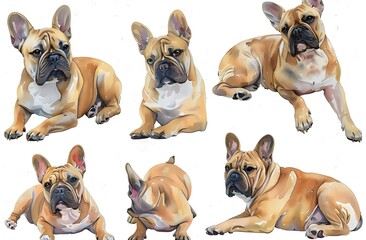 Cute French Bulldog watercolor clipart
