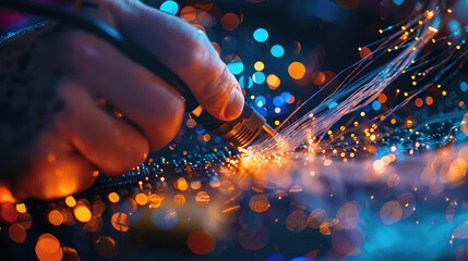 A fiber optic connector is opened by an internet technician in order to maintain or repair a fiber optic connection. Generative Ai