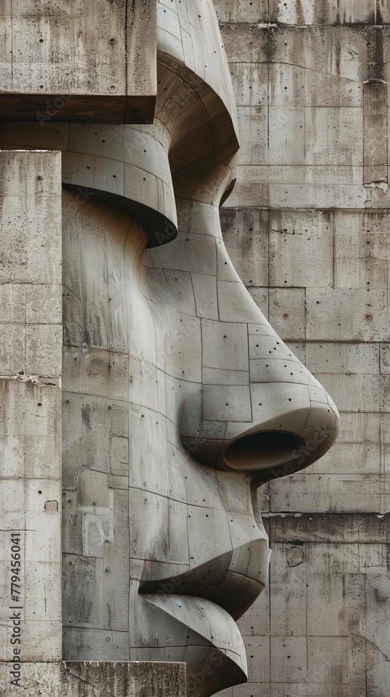 Poster a human face with subtle hints of building structures ai generated illustration