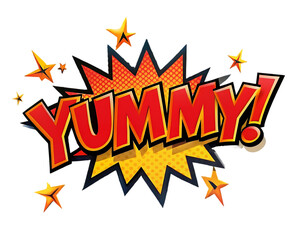 Fototapeta premium yummy word on bomb explosion isolated