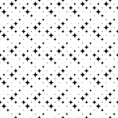 Abstract geometrical star pattern background design - black and white vector graphic from curved stars - obrazy, fototapety, plakaty