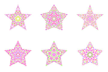Floral mosaic ornament star polygon set -  pentagonal vector design element