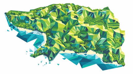 Map of Kapas Island. Low poly illustration of the isla