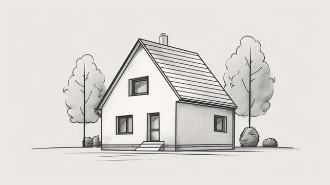 A minimalist drawing of a geometric house  AI generated illustration