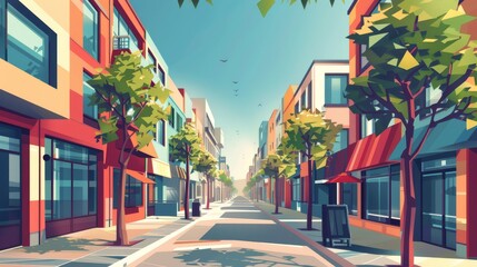 Fototapeta premium A modernist interpretation of a city street AI generated illustration