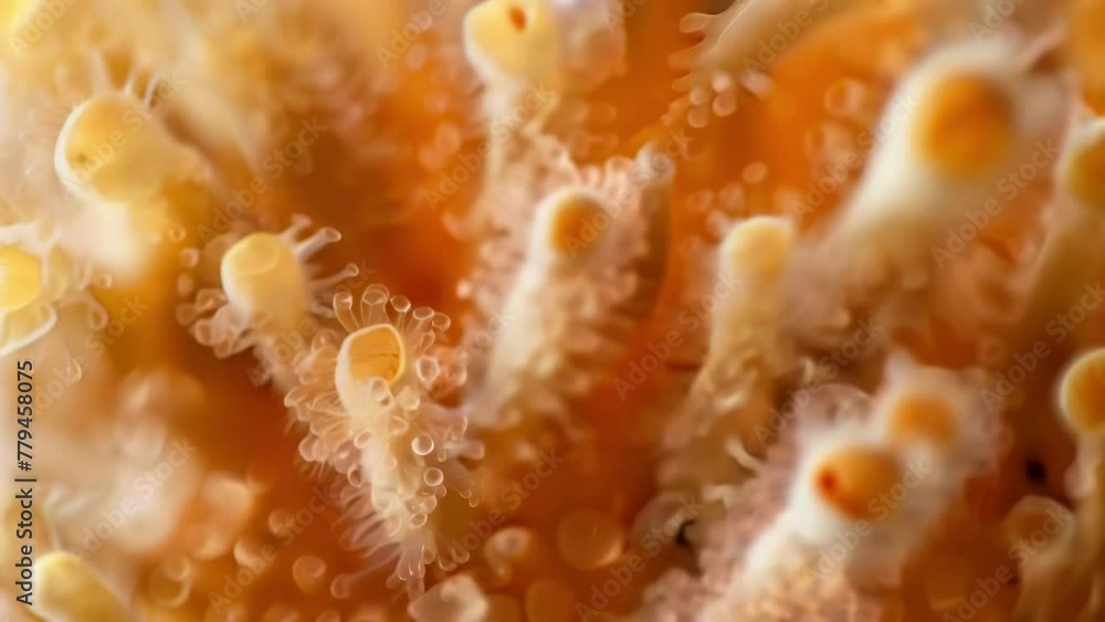 Poster a magnified image of a single fungal spore revealing the intricate network of tiny filaments that ma