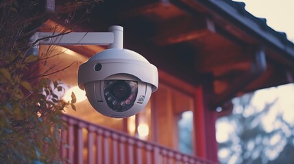 Surveillance camera in front of a house