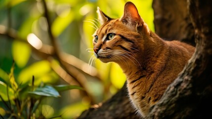 Bengal Cat Hunting in forest