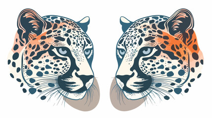 Ornate image of an animal in two colors optics flat vector